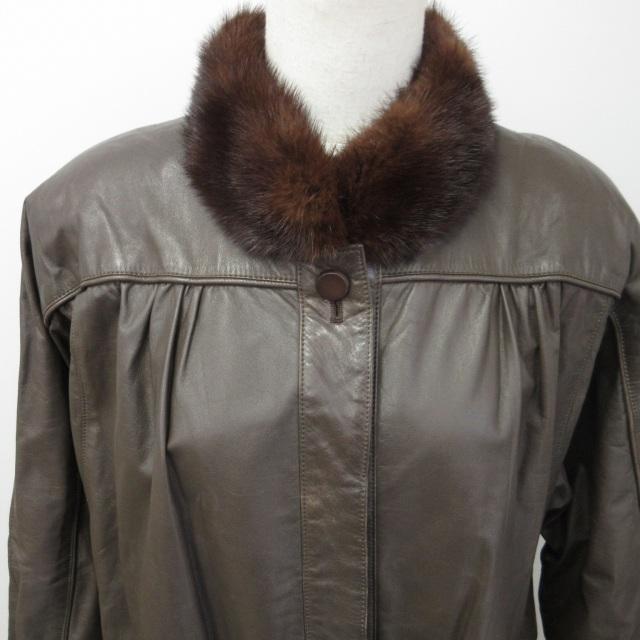 SAN MARCO 毛皮 コート アウター リアルファー ブラウン サンマルコ SAN MARCO FURレザーコート 襟ミンクファー 毛皮 ブラウン