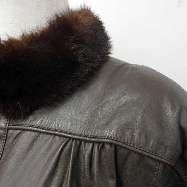 サンマルコ SAN MARCO FURレザーコート 襟ミンクファー 毛皮 ブラウン