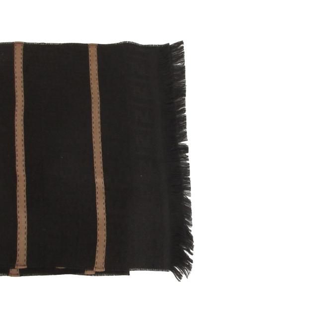 フェンディ FENDI ウール 大判マフラー ストール ズッカ柄 フリンジ  