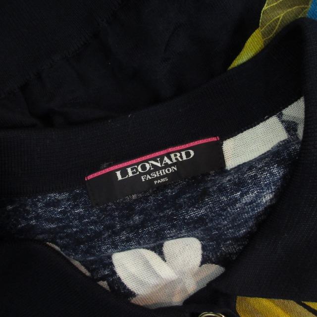 レオナール LEONARD FASHION 美品 ニットポロシャツ カットソー 総柄 金ボタン 半袖 黒 ブラック Mサイズ 0116 IBO46 レディース｜vectorpremium｜08