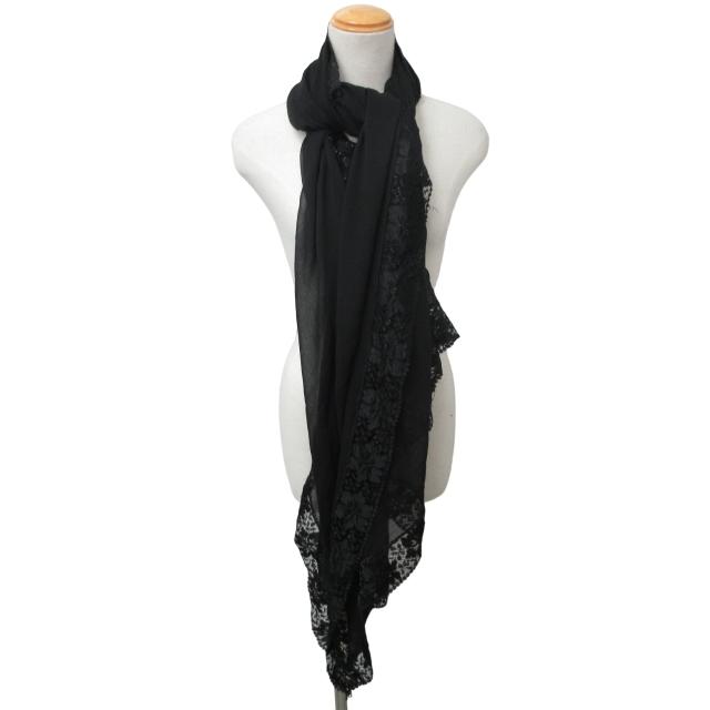 ヴァレンティノ valentino 黒 レース カシミヤシルク 大判 ショール