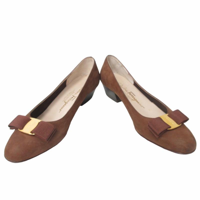 美品 サルヴァトーレ フェラガモ 8 1/2 26 スエード ヴァラ リボン FERRAGAMO サルヴァトーレフェラガモ Salvatore Ferragamo