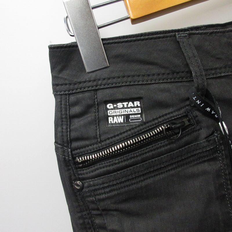 ジースターロウ G-Star RAW スキニーデニムパンツ ジーンズ レザーパッチ 黒 ブラック W25 約XSサイズ 0411 ■GY31 レディース｜vectorpremium｜07