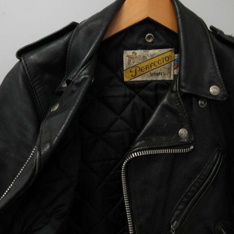 限定値引USA製ダブルライダースジャケットレザー黒ライナー付き大きめ.