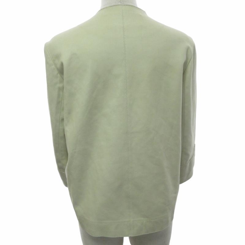 新品タグ付きアドーア24SS ノーカラージャケットニットカーキ38