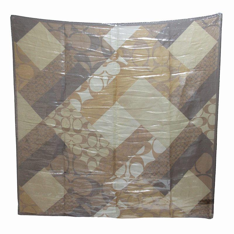 COACH コーチ 美品 シルク シグネチャー スカーフ 大判 ラメ ブロック  