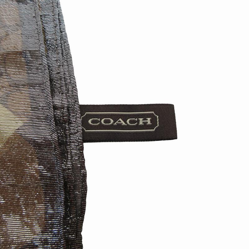 COACH コーチ 美品 シルク シグネチャー スカーフ 大判 ラメ ブロック  