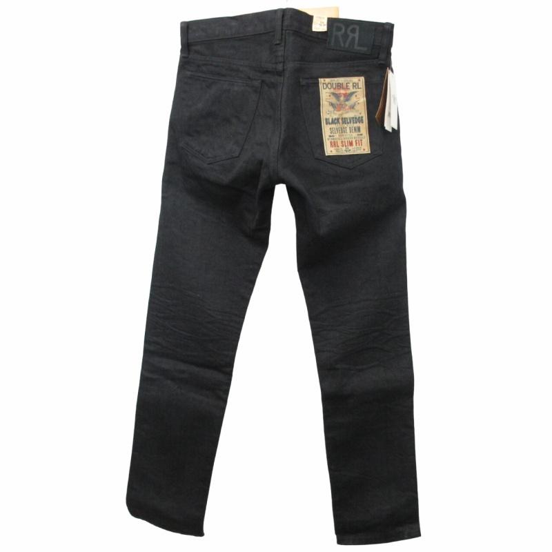 未使用品 ダブルアールエル RRL タグ付 SLIM FIT JAPAN WOVEN SELVEDCE DENIM スリムフィットセルビッチブラックデニム 先染め 32 約L｜vectorpremium｜02