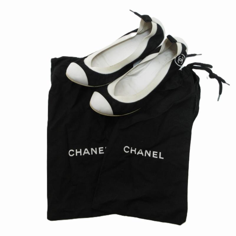 シャネル CHANEL レザー×スエード バレエシューズ パンプス フラット 