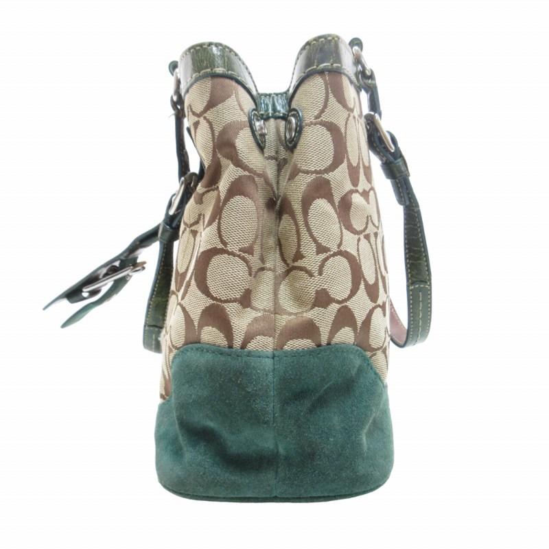 COACH コーチ シグネチャー ハンドバッグ ストライプ キャンバス