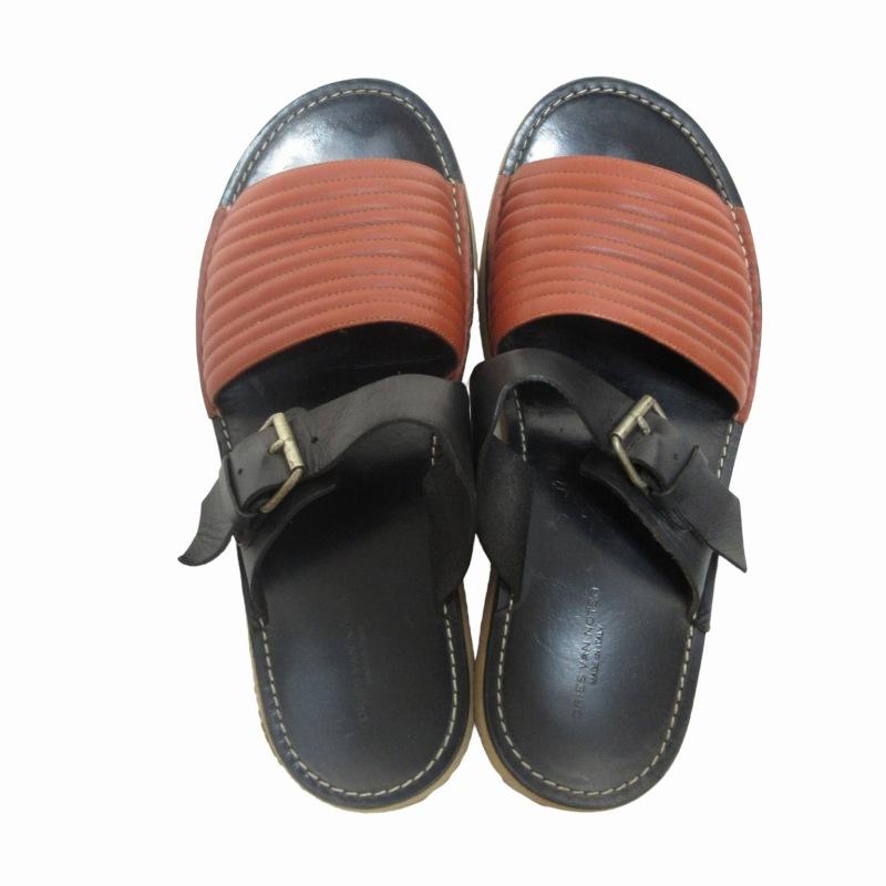 ドリスヴァンノッテン黒レザーサンダル