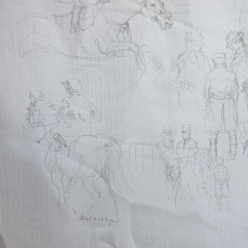 HERMES エルメス 美品 カレ90 Croquis Champs de Courses 競馬場