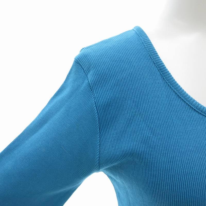 ビンテージ イヴサンローラン ロゴプリント コットン 半袖 ニット M ブルー Yves Saint Laurent イヴサンローラン YVES SAINT LAURENT