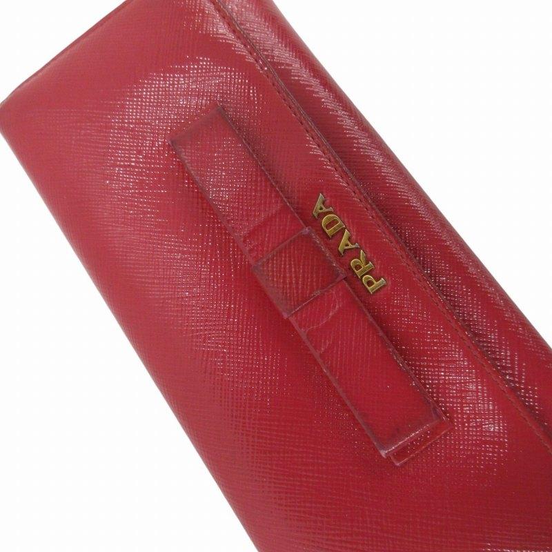 PRADA サフィアーノレザー リボン長財布 レッド