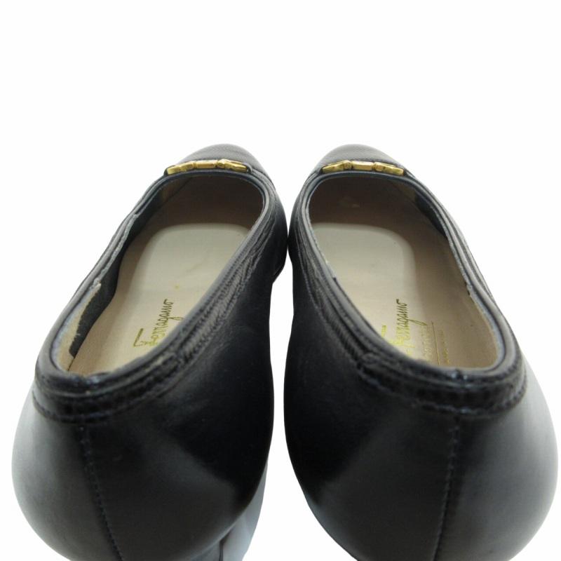 【未使用品】Ferragamo フェラガモ 24.5黒 パンプス ガンチーニ FERRAGAMO サルヴァトーレフェラガモ Salvatore Ferragamo