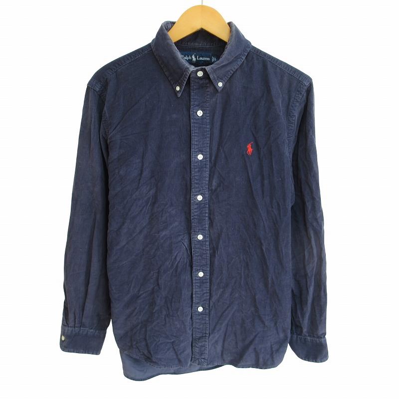 90s ラルフローレン ポニーマーク無し 長袖 シャツ L 紺 POLO RALPH LAUREN（ポロ・ラルフローレン） ラルフローレン RALPH