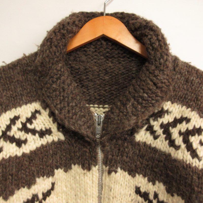 カナダ製 肉厚 カウチン ニット ヴァージンウール100％ 茶色 ヴィンテージ 1980's TUNDRA カナダ製 カウチンニット 肉厚セーター | ブラック