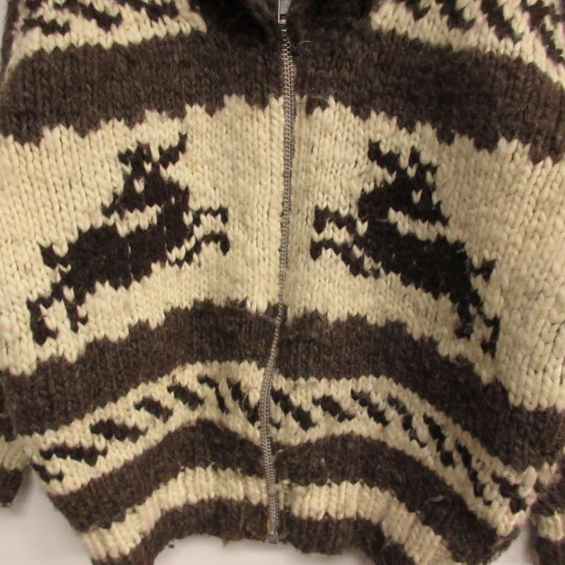 カナダ製 肉厚 カウチン ニット ヴァージンウール100％ 茶色 ヴィンテージ 1980's TUNDRA カナダ製 カウチンニット 肉厚セーター | ブラック