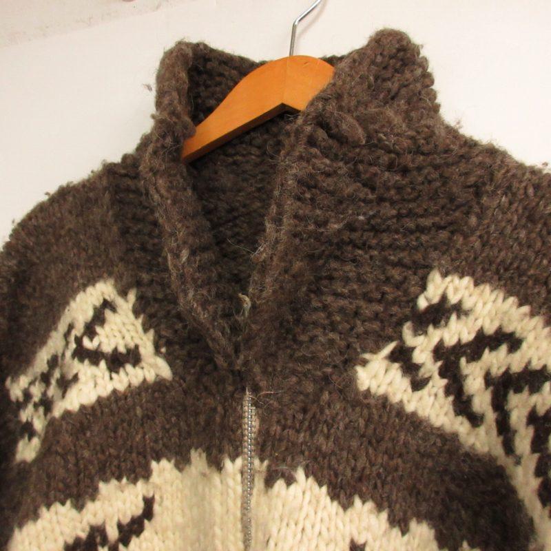 USA製【NY編み】ヴィンテージ 90s カウチン カーディガン 袖ブラック VINTAGE カーディガン 「ヴィンテージ古着」90's COME BACK 総柄