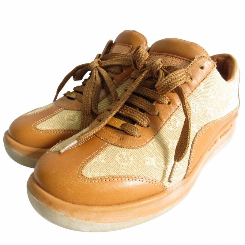 LOUIS VUITTON ルイヴィトン レザー×キャンバス スニーカー モノグラム 