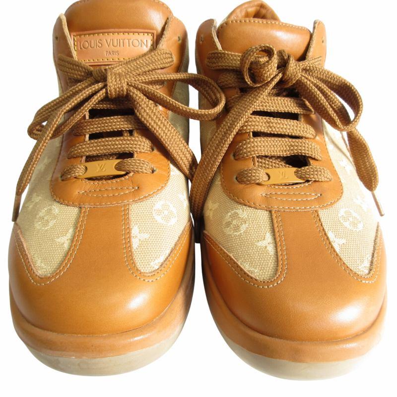LOUIS VUITTON ルイヴィトン レザー×キャンバス スニーカー モノグラム 