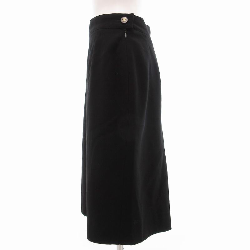 CHANEL シャネル ウール スカート ひざ丈 バックプリーツ ココマーク  