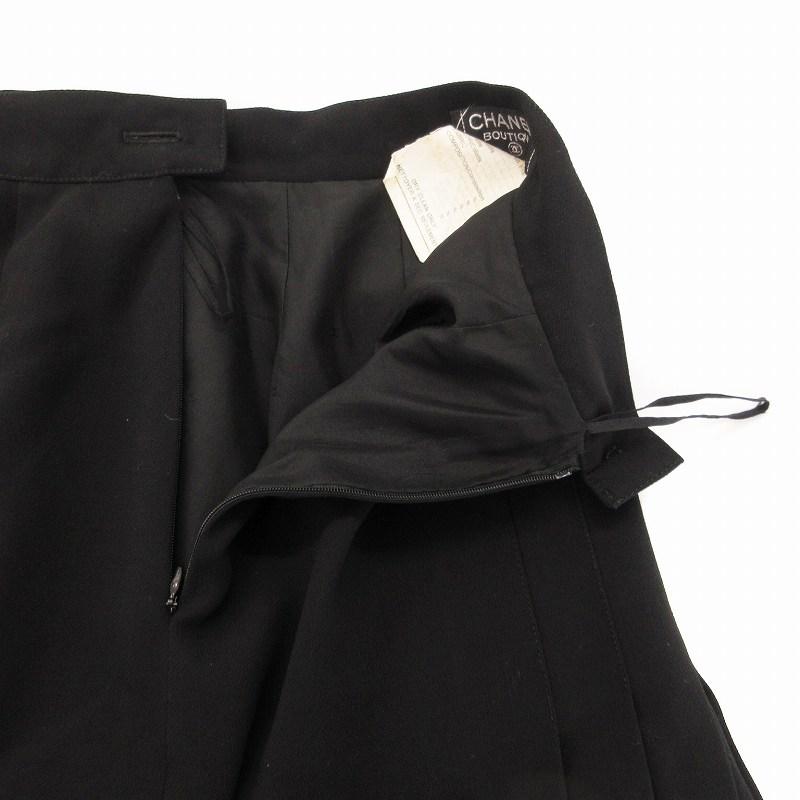 CHANEL シャネル ウール スカート ひざ丈 バックプリーツ ココマーク  