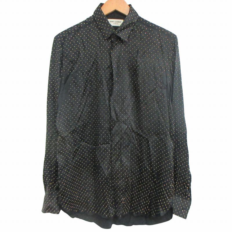 saint laurent サンローラン ドットシルクシャツ37