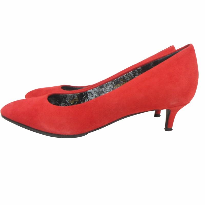 【中古】エルメス HERMES 希少 EQUATEUR 赤道直下 ロバート・ダレ パンプス スエード 赤 35 22cm相当 IBO66 ☆AA★ HERMES（エルメス） 希少 EQUATEUR 赤道直下 ロバート・ダレ パンプス