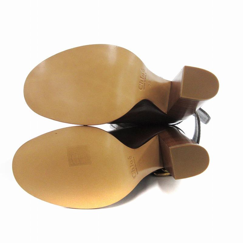 Chloe クロエ CHLOE レザー ロングブーツ シェーリング 35 茶 ブラウン  