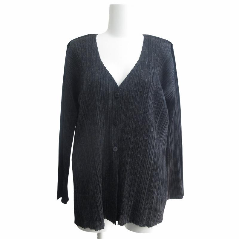 美品】ISSEY MIYAKE PLEATS PLEASE カーディガン黒