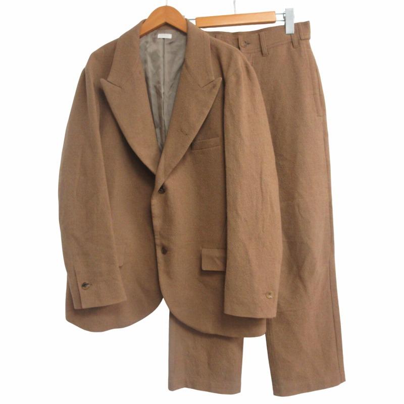 【中古】シーオール SEEALL CAMEL JACKET セットアップ ジャケット スラックスパンツ キャメル ブラウン 44 シーオール SEEALL CAMEL JACKET セットアップ ジャケット スラックス