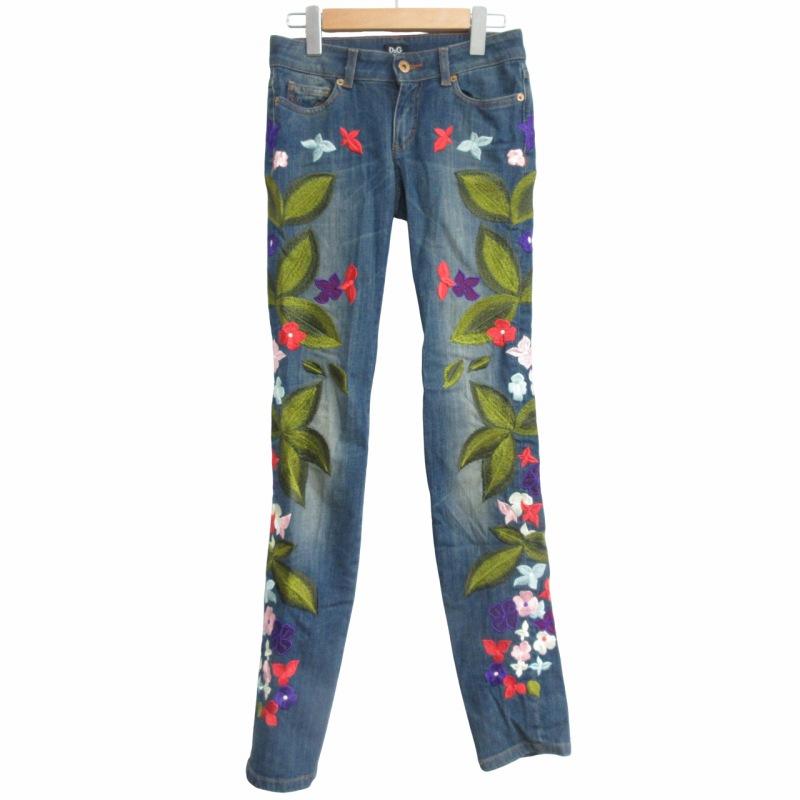 希少 ディー&ジー ドルガバ ドルチェ&ガッバーナ D&G フラワー刺繍  