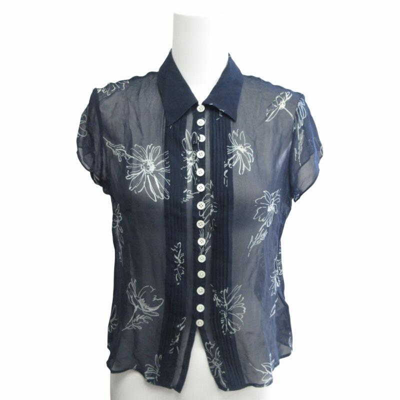 Ralph Lauren ラルフローレン アロハシャツ ネイビー 花柄 現行 POLO RALPH LAUREN ラルフローレン シルク ブラウス アロハ