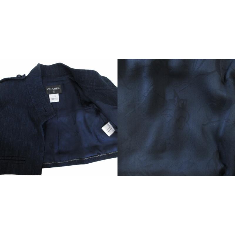 CHANEL シャネル 希少 美品 ココマークボタン 刺し子 ジャケット CHANEL シャネル 希少 美品 ココマークボタン 刺し子 ジャケット
