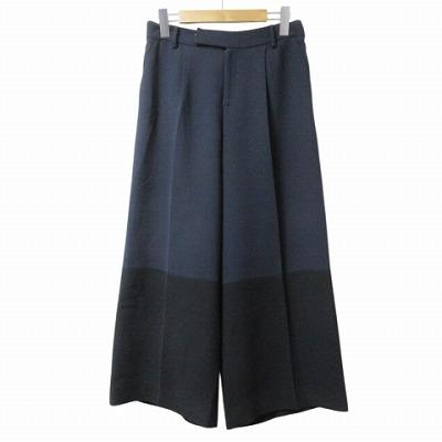 アドーア ADORE ワイドパンツ タック バイカラー ネイビー 黒 36 S相当  