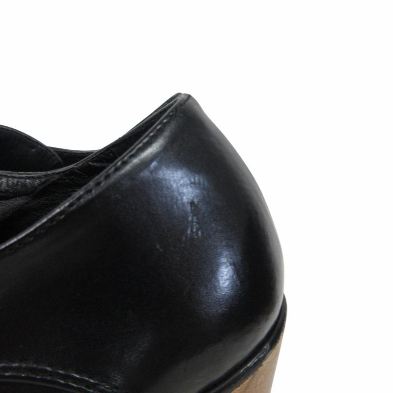 ステラマッカートニー黒 合成皮革 ウェッジソール シューズ 37 ステラ