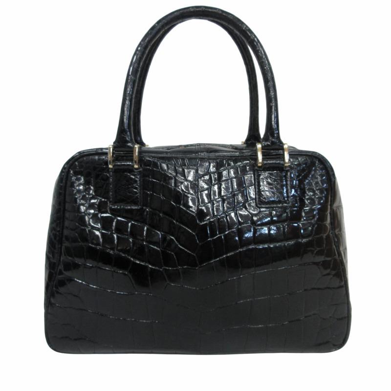 JRA公認 シャイニングクロコ ハンドバッグ センター取り クロコダイル