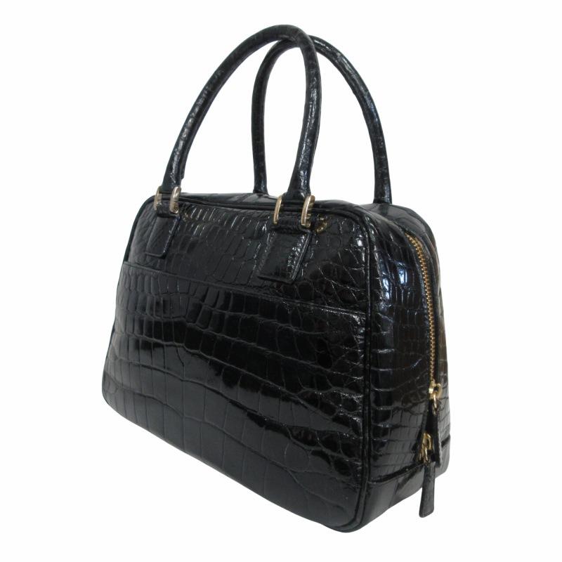 JRA公認 シャイニングクロコ ハンドバッグ センター取り クロコダイル