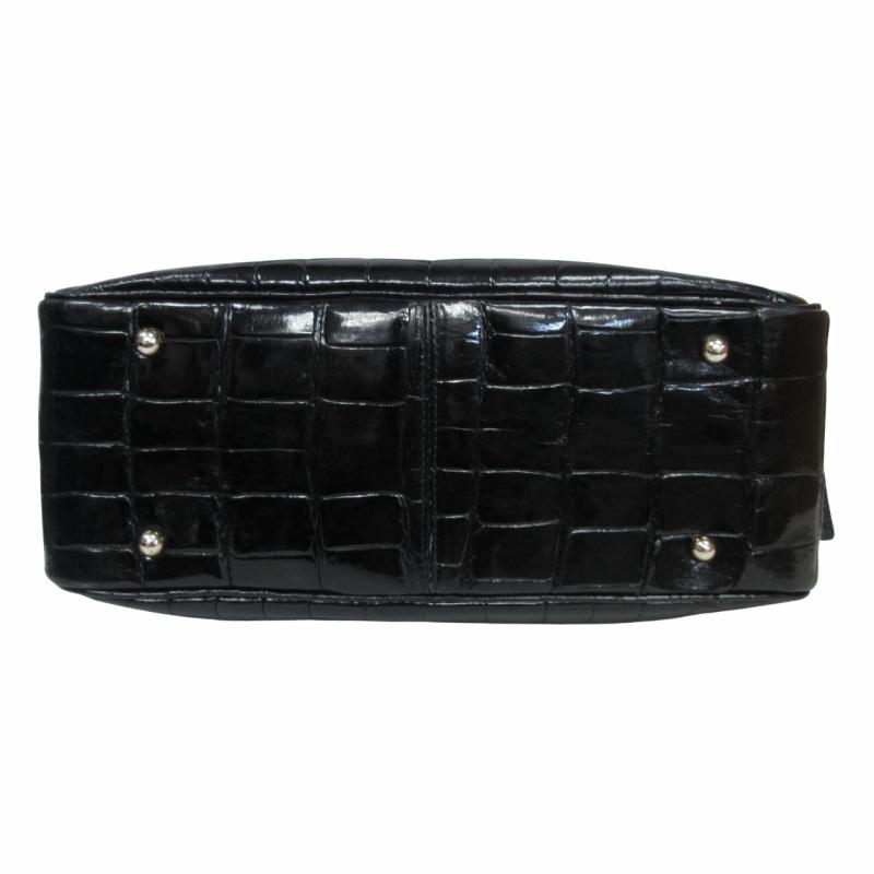 クロコダイル グレージング シャイニング センター取り ＪＲＡ JRA公認 シャイニングクロコ ハンドバッグ センター取り クロコダイル