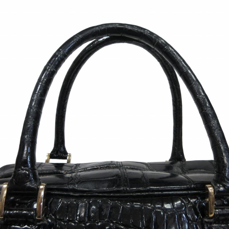 JRA公認 シャイニングクロコ ハンドバッグ センター取り クロコダイル