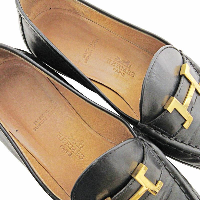 エルメス HERMES コンスタンス レザー ローファー 36 23cm ブラック 黒