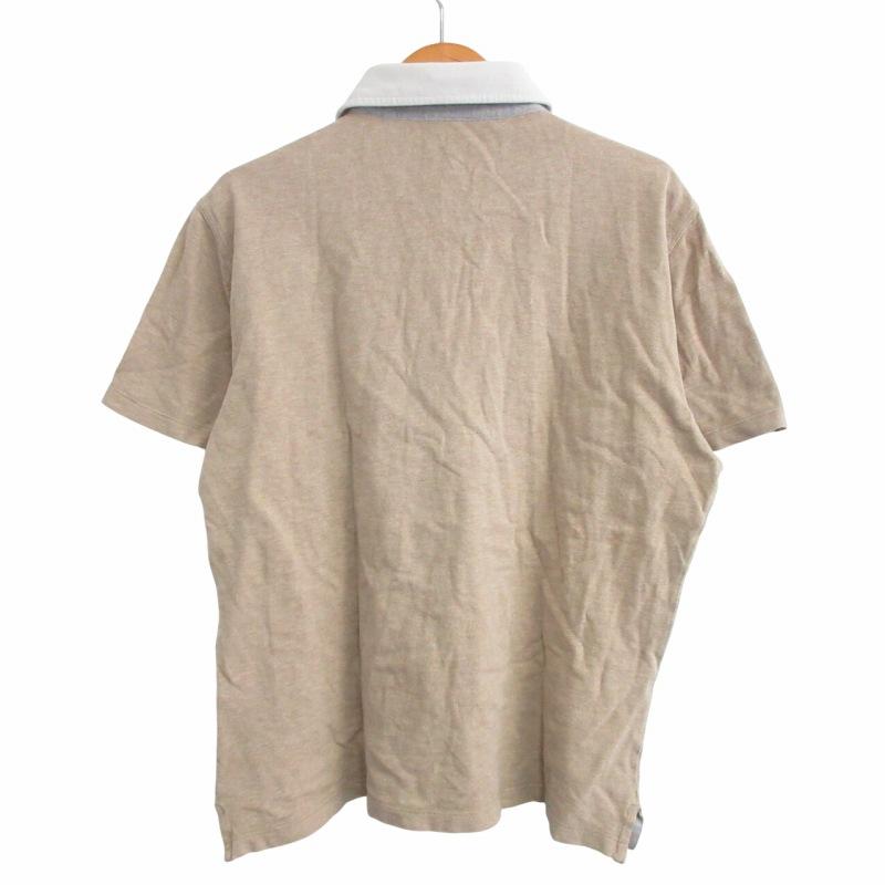 【極美品✨】ブルネロクチネリ　ポロシャツ　バイカラー　コットン　イタリア製　48 極美品✨】ブルネロクチネリ ポロシャツ バイカラー コットン