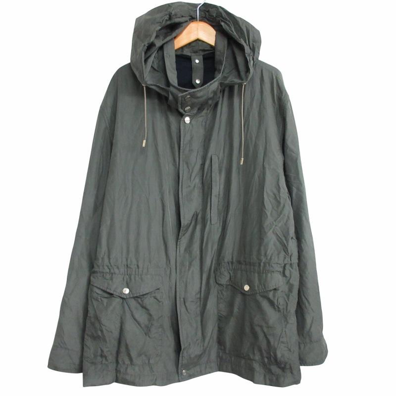 【中古】ブリオーニ BRIONI シルク テクニカルジャケット フーデッドブルゾン カーキ 大きいサイズ XL IBO78 メンズ ブリオーニ BRIONI シルク テクニカルジャケット フーデッドブルゾン
