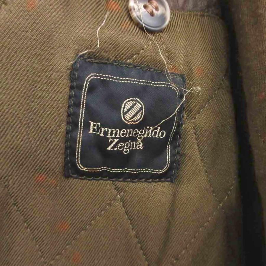 【中古】エルメネジルドゼニア ヴィンテージ レザーブルゾン ジャケット キルティング ブラウン 約L-XL相当 IBO78 エルメネジルドゼニア Ermenegildo Zegna ヴィンテージ レザーブルゾン