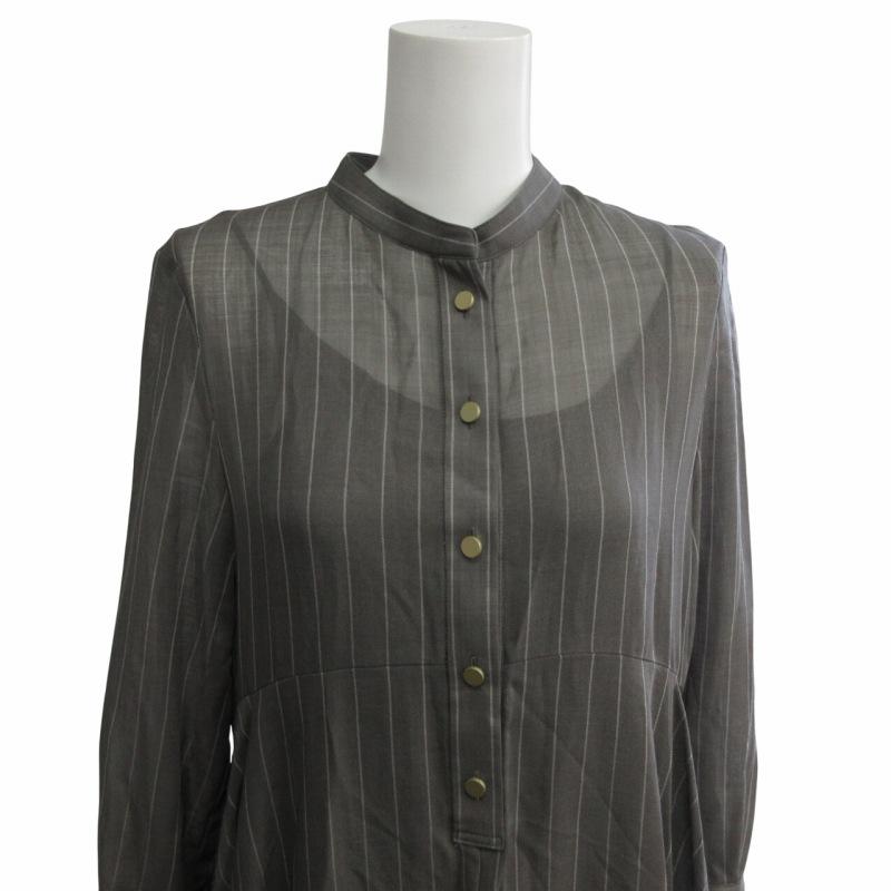 エブール ebure 美品 21AW マナードストライプマキシワンピース バンド