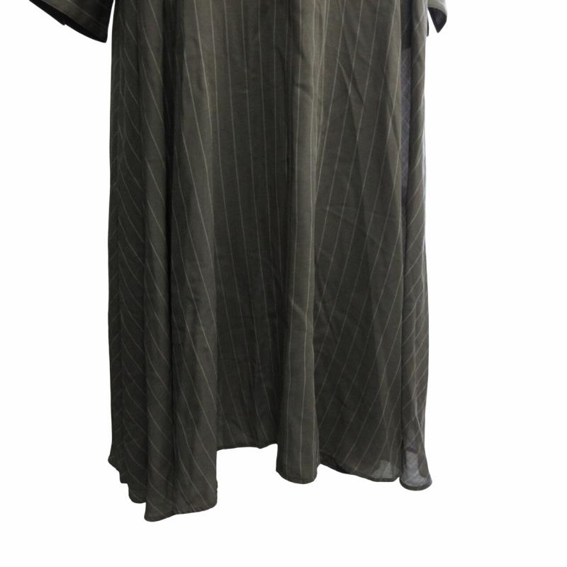 エブール ebure 美品 21AW マナードストライプマキシワンピース バンド