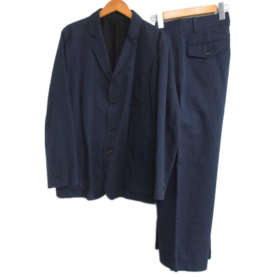 【中古】マーガレットハウエル コットンリネン セットアップ ジャケット&トラウザー 3B 本切羽 背抜き ネイビー S MARGARET HOWELL（マーガレットハウエル） コットンリネン