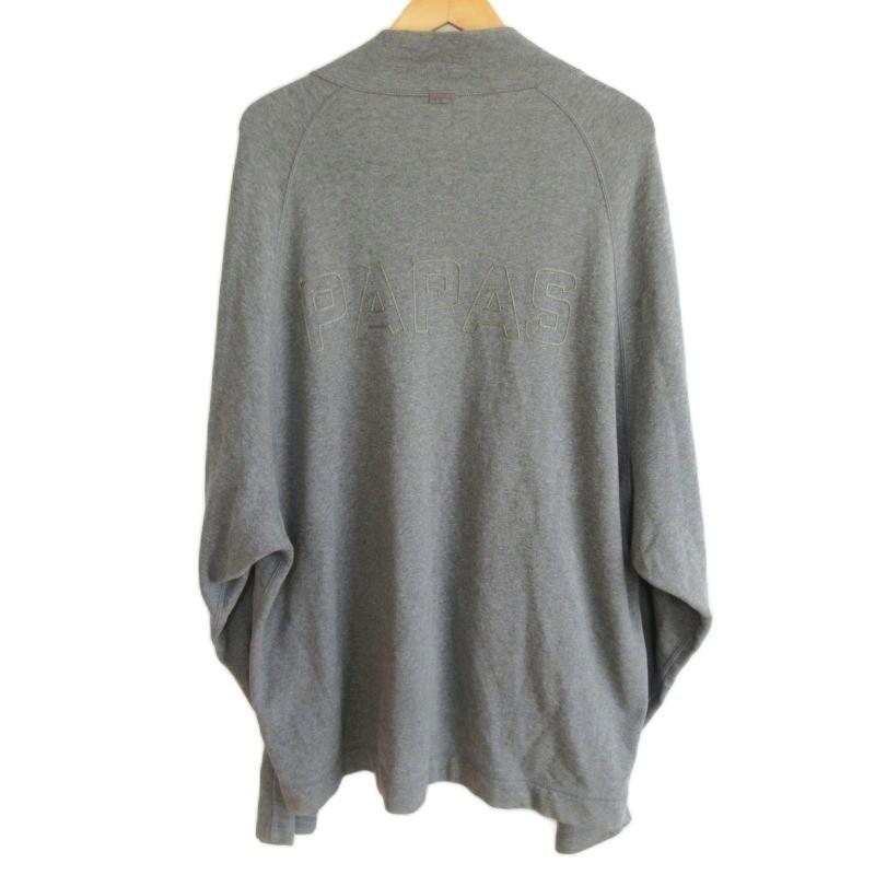 美品 Papas パパス ハーフジップ ニット ウール グレー 50 パパス