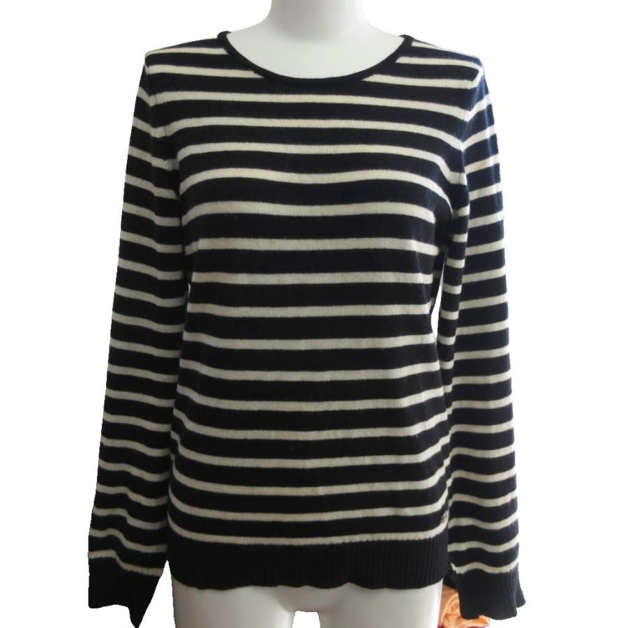 【中古】シャネル CHANEL 08A カシミヤ100％ ボーダー ニット セーター ココマーク P33571K00851 白 黒 38 IBO82 CHANEL（シャネル） CHANEL 08A カシミヤ100％ ボーダー ニット